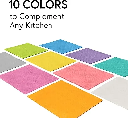 Swedish Wholesale Swedish DishCloths for Kitchen- 10 Pack Reusable Paper Towels Washable - Eco Friendly Cellulose Sponge Microfiber Dish Cloths - Kitchen Essentials - Grey