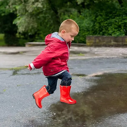 Toddler and Kids Rain Boots with Easy On Handles - Boys and Girls Colors and Designs – by Puddle Play