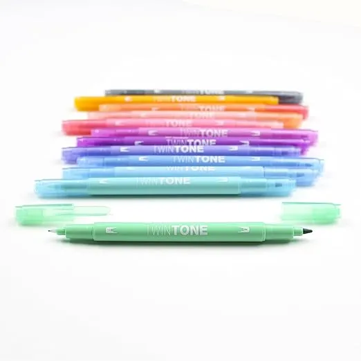 Tombow 61501 TwinTone Marker Set, Pastel, 12-Pack. Double-Sided Markers Perfect for Planners, Journals, Doodling, and More!