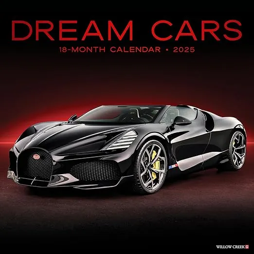 Willow Creek Press Dream Cars Monthly 2025 Wall Calendar (12" x 12")