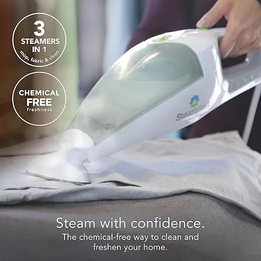 Steamfast SF-295 3-in-1 Mop, Handheld Steam Cleaner, and Fabric Steamer, 7 Steam Levels, 9 Accessories, 2 Washable Mop Pads