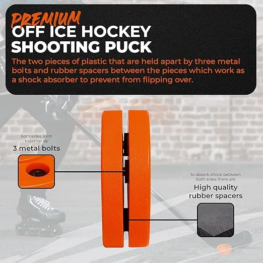 Green Biscuit Orange New Snipe 2.0 Shooter 4 Pack/NHL Puck/GB Sticker