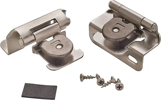 Amerock | Single Demountable Cabinet Hinge | 1/2 inch (12.7 mm) Overlay Hinge | Satin Nickel | 2 Count (pack of 1) | Self-Closing Hinge | Cabinet Door Hinge