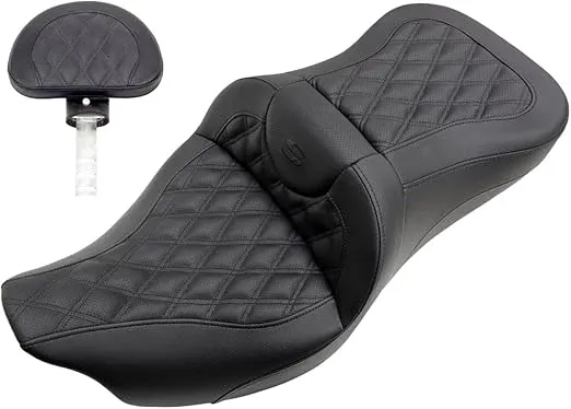 Saddlemen 0801-1187 808-07B-182BR Lattice Stitch Roadsofa Seat W/Backrest 08+ TOURING MODELS, BLACK LATTICE STITCHED