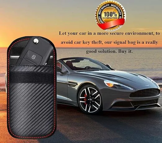 Upgraded Faraday Bag for Key Fob (2 Pack),Premium Faraday Key Fob Protector– Car RFID Signal Blocking, Car Security Protection, Anti-Theft Pouch, Anti-Hacking Case Blocker-Black.