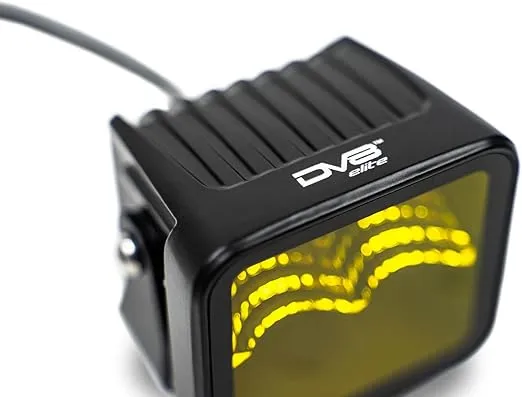 3-Inch Elite Series LED Amber Off-Road Light Pod | Flood Light Pattern | Size: 3” x 3” x 2.75” | Bezel-Less Housing with Heat Fins | DV8 Offroad