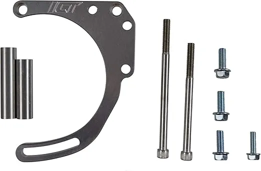 ICT Billet SBC Adjustable Alternator Bracket Low Mount Kit Compatible with Small Block Chevy 305 327 350 5.0L 5.7L V8 Long Water Pump for V Belt 551672