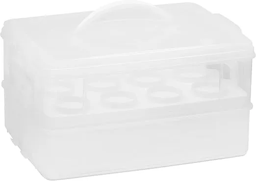 Snapware Plastic Snap 'N Stack 2-Layer Cookie, Cake, Cupcake and Brownie Storage Carrier, 14.25" L x 10.5" W, Red
