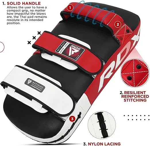 RDX Muay Thai Pad for Training, Curved Kickboxing Kicking Strike Shield, Coaching Kick Boxing, MMA, Martial Arts, Karate, Taekwondo, Punching, Foot, Knee and Elbow Target (One Pad Only)