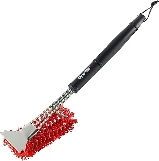GHP Group Dyna-Glo DG18GBP-D 18” Grill Brush with Palmyra Bristles & Stainless Steel Scraper