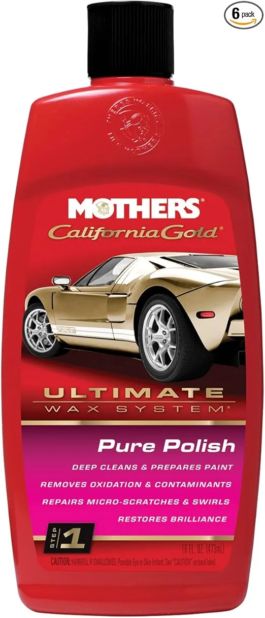 Mothers 07100-6 California Gold Pure Polish (Ultimate Wax System, Step 1) - 16 oz., (Pack of 6)