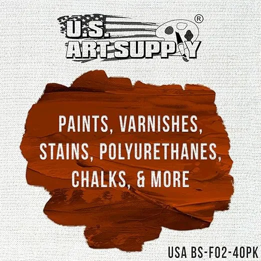 US Art Supply 2 inch Foam Sponge Wood Handle Paint Brush Set (Super Value Pack of 40) - Lightweight, Durable and Great for Acrylics, Stains, Varnishes, Crafts, Art