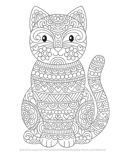 Notebook Doodles Adorable Pets: Coloring & Activity Book (Design Originals) 32 Dazzling Designs from Dogs & Cats to Hedgehogs & Hermit Crabs; Art Activities for Tweens with Color Palettes & Examples