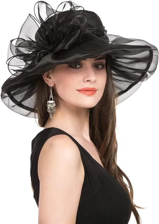 SAFERIN Women's Organza Church Kentucky Derby Fascinator Bridal Tea Party Wedding Hat