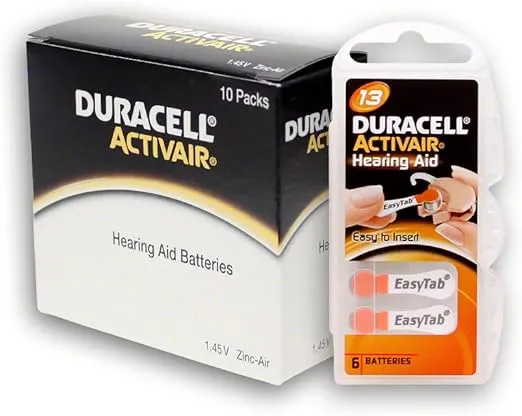 Duracell Hearing Aid Batteries Size 13 Pack 60 Batteries 1.45V