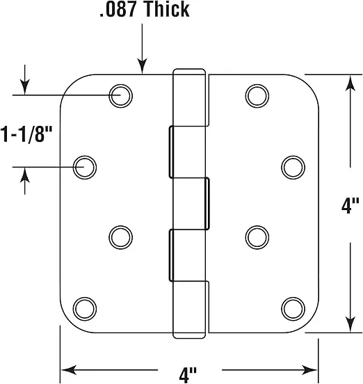Prime-Line U 1150973 Door Hinge Residential Smooth Pivot, 4 In. x 4 In. with 5/8 In. Radius Corners, 4 Holes per Leaf with Screws, Oil Rubbed Bronze Finish, .087 In. Gauge (3 Pack)
