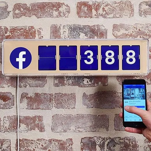 Facebook Follower Counter - Physical Device Connected to Your Business Social Networks in Real Time - Interactive Display - Awareness and Loyalty Booster - Wi-Fi & Hotspot - 5 Digits