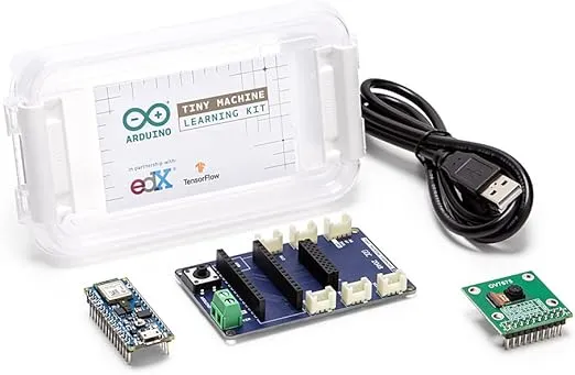 Arduino Tiny Machine Learning Kit [AKX00028] - Starter Bundle Nano 33 BLE Sense, OV7675 Camera & Custom Shield for Hands-On TinyML Projects