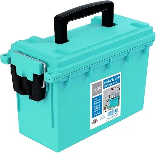 Logix 12533 Teal Craft Organizer, Art Supply Organizer and Storage, Lockable School Supplies Organization, Moisture Resistant, Made in USA