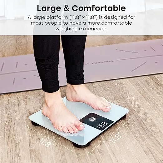 GE Scale Body Weight Bathroom: 500lb BMI Weight Scales for People Accurate Bluetooth Weighing Digital Scale Electronic Weigh Scales White