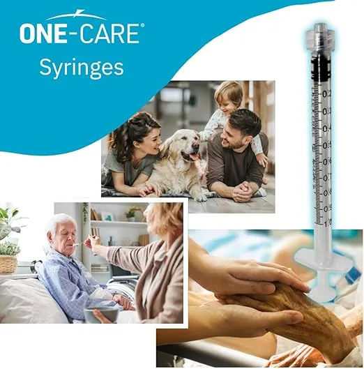 MediVena ONE-CARE 1ml Luer-Lock Syringes, Sterile, Low Dead Space, 100/bx Blister-Packed Syringes 1cc
