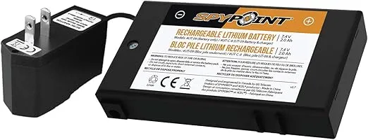 SPYPOINT LIT-C-08 Lithium Battery Pack Kit With 7.4V AC Charger For Camera Lithium Battery - Full Charge in 48 hours with charge indicator light included | Cell Cameras for Hunting Battery and Charger