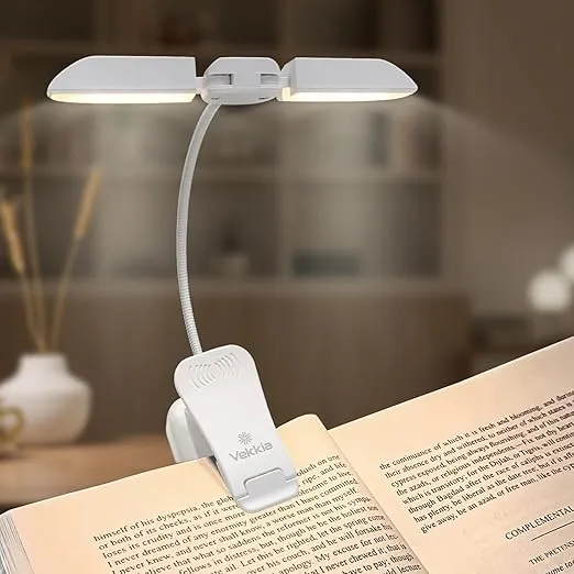 Vekkia 14 LED Rechargeable Book-Light for Reading at Night, Eye-Care Reading Light for Books in Bed, 180° Adjustable Clip on Book Light,3 Color Temperatures, Lightweight, Perfect Gifts for Book Lovers