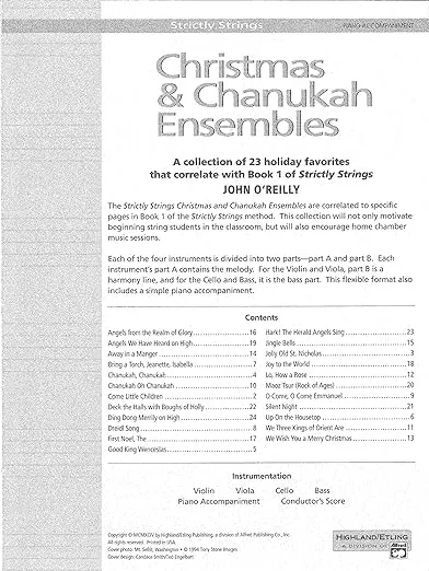 Christmas and Chanukah Ensembles: Piano Acc. (Strictly Strings)