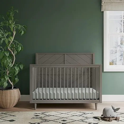 Child Craft Surrey Hill 4-in-1 Convertible Crib, Baby Crib Converts to Day Bed, Toddler Bed and Full Size Bed, 3 Adjustable Mattress Positions, Non-Toxic, Baby Safe Finish (Lunar Gray)