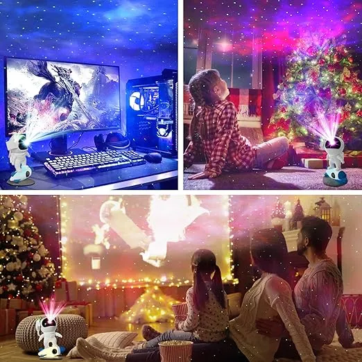 Astronaut Light Projector Galaxy - Spaceman Nebula Star Projectors for Kids Bedroom, 4K HD Starry Ceiling Projection Lamp with Bluetooth Speaker Remote, Colorful Rocket Space Lights