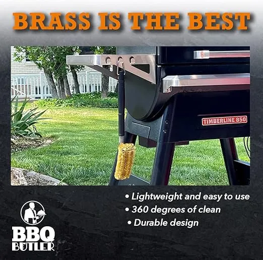 Brass Grill Brush - Large Triple-Headed Grill Brush - Cleaning Brush - Barbecue Wire Brush - BBQ Tools - BBQ Accessories - Porcelain Grill Brush - Great for All Smoker/Grill Grates