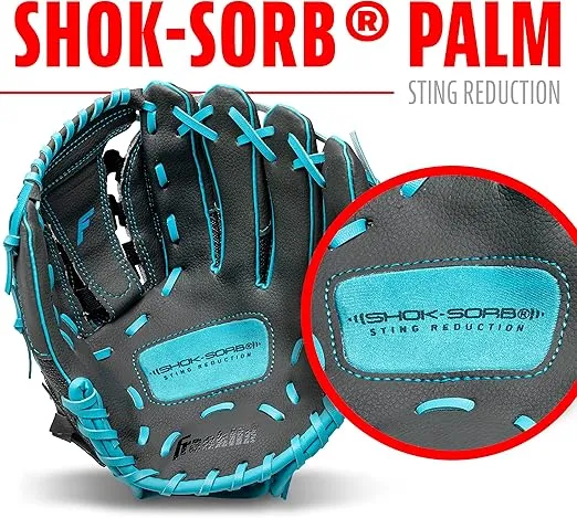 Franklin Sports Youth Teeball Gloves - Shok Sorb Kids Baseball + Teeball Mitt - Boys + Girls Fielders Gloves for Teeball, Baseball + Softball - 10.5" Inch Glove - Multiple Colors