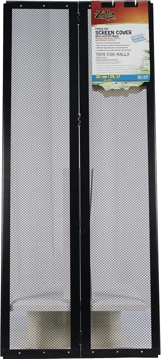 Zilla Fresh Air Terrarium Metal Screen Cover with Hinges (30 X 12 Inches)