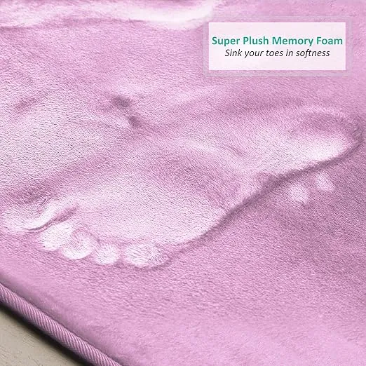 Clara Clark 3 Piece Bathroom Rugs Bath Mat Set, Velvet Memory Foam Bath Mats for Bathroom - Non-Slip, PVC Backing Bath Rugs, Washable Bathroom Rug Mats - Dries Quickly, Lavender Bathroom Rug Set