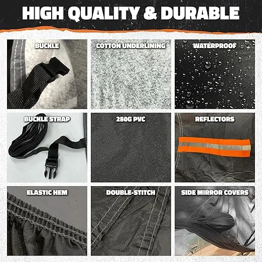 Mockins 190’’x75’’x60’’ Heavy Duty Sedan Car Cover | 250G PVC & Cotton Lined Indoor & Outdoor Car Cover Waterproof All Weather | Extra Thick Universal Car Cover Sedan Size with Buckle Straps