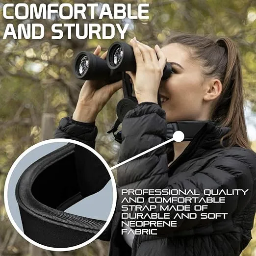 Neoprene Neck Shoulder Strap for Cameras and Binoculars - Comfortable Adjustable Fit for Men and Women with Anti Slip Material - Lightweight Design for Binocular Telescopes, and Rangefinders