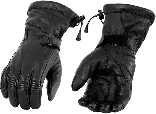 Milwaukee Leather MG7518 Men's Black Deerskin Gauntlet Motorcycle Hand Gloves w/i-Touch Screen Compatibility