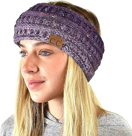 C.C Soft Stretch Winter Warm Cable Knit Fuzzy Lined Ear Warmer Headband
