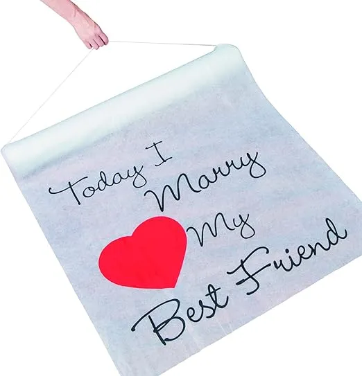 Fun Express Today I Marry My Best Friend Aisle Runner for Wedding (100 ft Long) Indoor and Outdoor Ceremony Decor