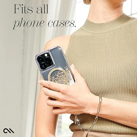 Case-Mate Phone Charm with Gold Metal Chain | Detachable Anti Theft Phone Strap | Hands-Free iPhone Wrist Strap for Women | Phone Chain Wristlet - Fits Apple, Samsung, Google Pixel & More | Gold