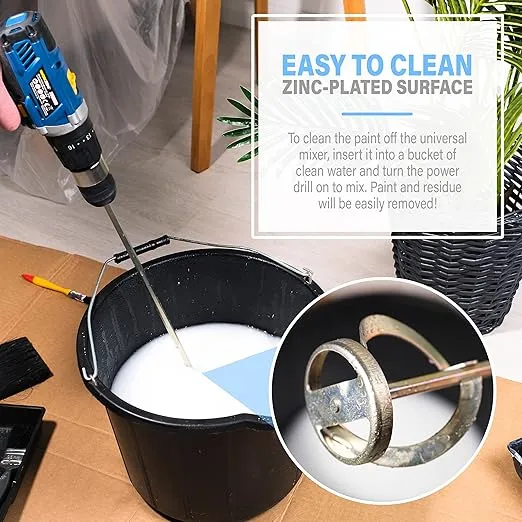 Paint Mixer for Drill, 1-5 Gallon Bucket, Paint Stirrer for Drill, Zinc Plated, Rust-Free & Easy to Clean, Fits All Standard Drills - For Mixing Paint, Resin, Epoxy & Concrete (Small Head)