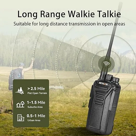 Retevis RT27V MURS Radios, Walkie Talkies with Earpiece, Long Range, Rechargeable, Low-Traffic Channel, Durable, Two Way Radios for Hunting Camping Farm(2 Pack)