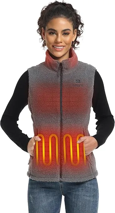 ORORO Women's Heated Recycled Fleece Vest with Battery Pack