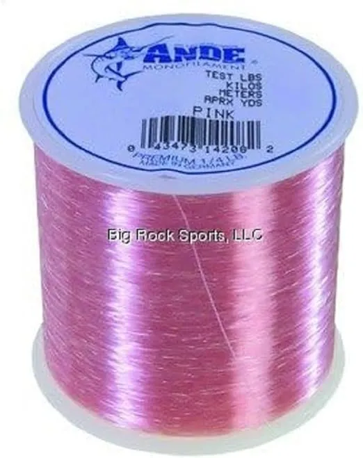 Ande A14-100P Premium Monofilament, 1/4-Pound Spool, 100-Pound Test, Pink Finish