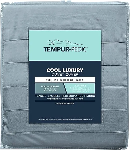 Tempur-Pedic Cool Luxury Duvet Cover, King, Silver Sconce