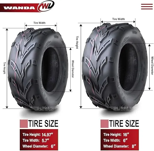 WANDA Set 4 Go Kart Tires 145/70-6 145x70x6 Front & 16x6-8 16x6x8 Rear P361