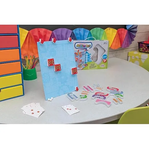 Magnetic Marble Run, Assorted Colors, 9.6" W x 11.2" H Magnetic Board, 34 Pieces