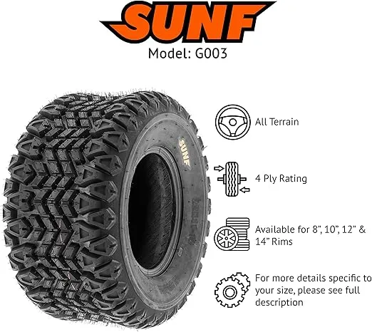 [Set of 4] SunF 22x11-10 22x11x10 Golf Cart Lawn Mower Quad 4 Ply 22" ATV UTV Tires G003 [ Rim(s) NOT included ]