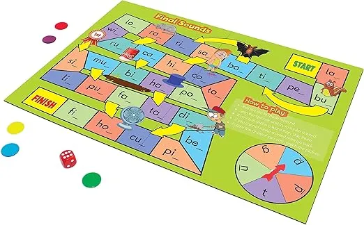 Junior Learning Phonics Board Games Set, 6 Counters, Ages 4-5, Language Skills, Pre K-K, Medium