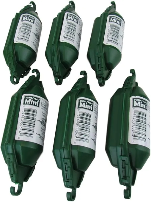 Mini Holiday Light Cord Protector and Christmas Light Plug Cover (6 Pack) - Green
